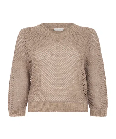 Peserico Cord Sweater In Orange