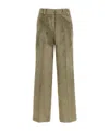 Peserico Wide Leg Corduroy Trousers With Belt Loops In Green