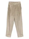Peserico Corduroy Cuffed Pants In Neutral