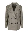 Peserico Corduroy Double-breasted Blazer In Gray
