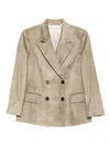 Peserico Corduroy Double-breasted Blazer In Neutral