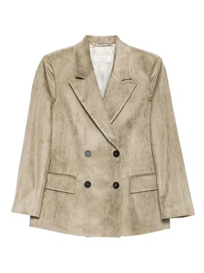 Peserico Corduroy Double-breasted Blazer In Neutral