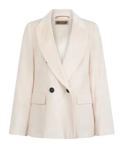 Peserico Corduroy Double-breasted Blazer In Neutral