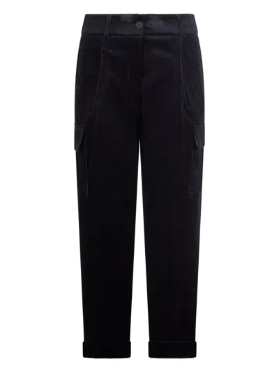 Peserico Corduroy-effect Trousers In Black