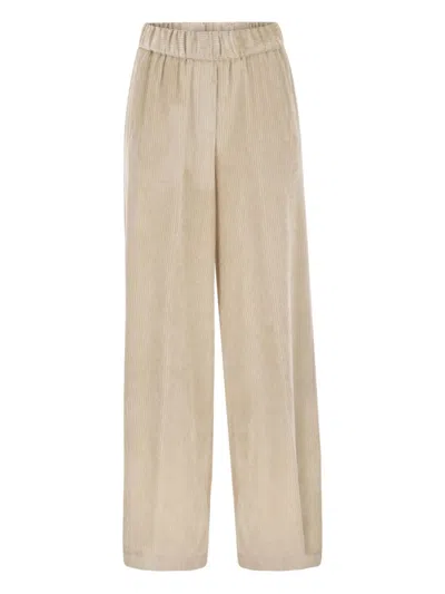 Peserico Corduroy Elasticated-waistband Trousers In Multi
