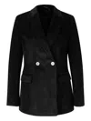 Peserico Collared Long-sleeved Suit Jacket In Black