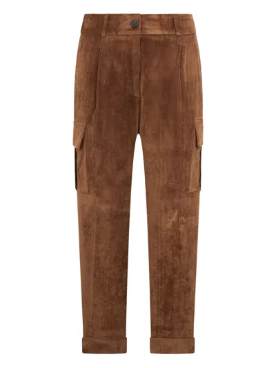 Peserico Corduroy Pocket Trousers In Brown