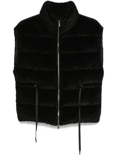 Peserico Corduroy Quilted Gilet In Black