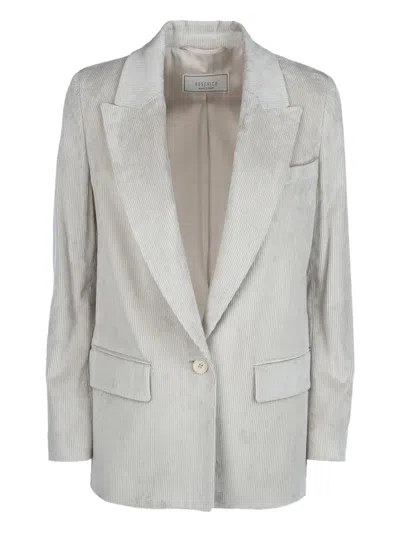 Peserico Corduroy Single-button Blazer In Gray