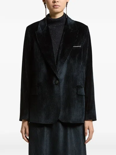 Peserico Corduroy Single-breasted Jacket In Blue