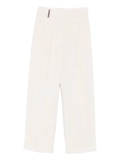 Peserico Corduroy Tapered Trousers In White