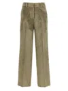 Peserico Wide Leg Corduroy Trousers With Belt Loops In Green