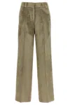 Peserico Wide Leg Corduroy Trousers With Belt Loops In Green