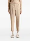 Peserico Corduroy-texture Cuffed Trousers In Neutral
