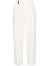 Peserico Side-slit Cropped Stretch Pants In Neutrals