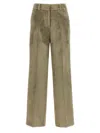 Peserico Wide Leg Corduroy Trousers With Belt Loops In Green