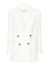 Peserico Double-breasted Blazer In White