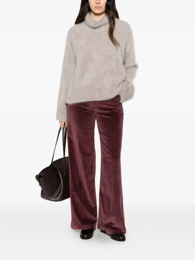 Peserico Corduroy Wide-leg Trousers In Pink