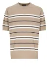 Peserico Striped Pattern Cotton Linen T-shirt