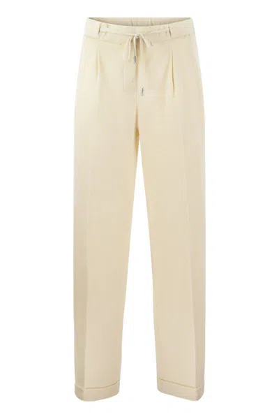 Peserico Cotton And Linen Trousers In Cream