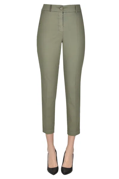 Peserico Cotton And Lyocell Chino Trousers In Green