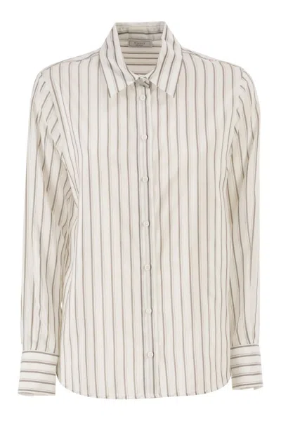 Peserico Cotton And Silk Organza Shirt In Neutral