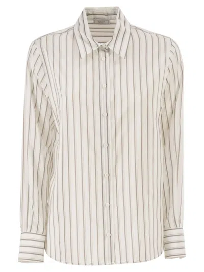Peserico Cotton And Silk Organza Shirt In Neutral