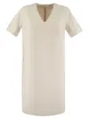 Peserico Women's Cotton And Viscose Blend Midi Dress In Pearl