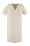 Peserico Women's Cotton And Viscose Blend Midi Dress In Pearl