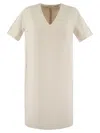 Peserico Women's Cotton And Viscose Blend Midi Dress In Pearl