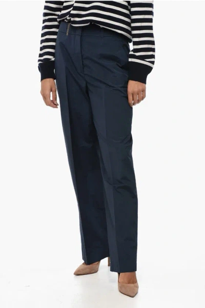 Peserico Cotton Blend Chinos Pants With Hidden Buttoning In Blue