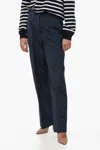 Peserico Cotton Blend Chinos Pants With Hidden Buttoning In Blue