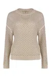 Peserico Cotton Blend Crew-neck Sweater In Sand
