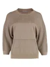 Peserico Cotton Blend Crew-neck Sweater In Nude