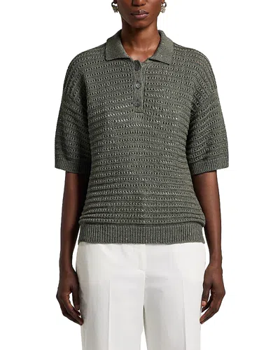 Peserico Cotton Blend Polo Sweater In Green