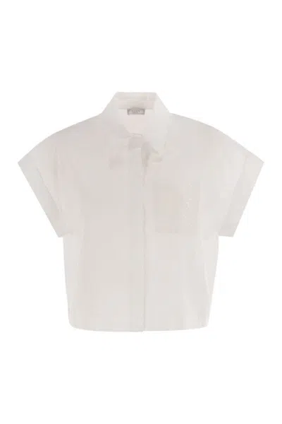 Peserico Cotton-blend Poplin Shirt In White
