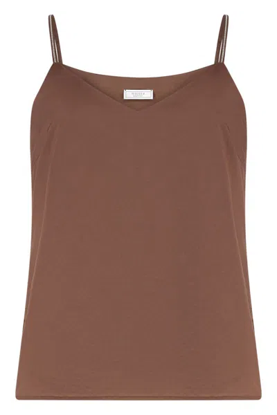 Peserico Cotton Blend Top In Brown