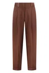 Peserico Cotton Blend Trousers In Brown