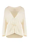 Peserico Sequin-embellished Belted Cardigan In Neutral