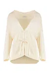 Peserico Sequin-embellished Belted Cardigan In Neutral
