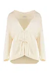 Peserico Sequin-embellished Belted Cardigan In Neutral