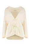 Peserico Sequin-embellished Belted Cardigan In Neutral