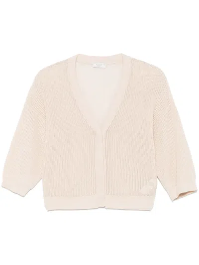 Peserico Cotton Cardigan In Neutrals