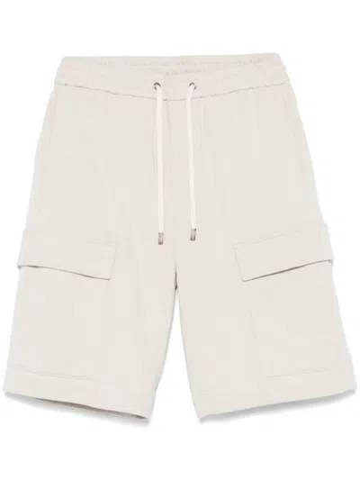 Peserico Cotton Cargo Shorts In Neutrals