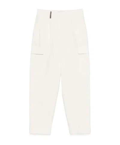 Peserico Cotton Cargo Trousers In Neutral