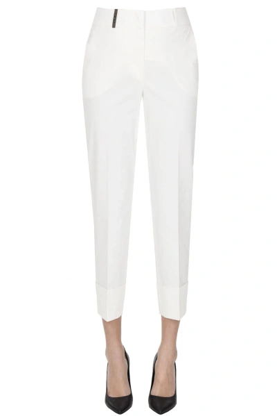 Peserico Cotton Chino Trousers In Ivory