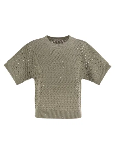 PESERICO COTTON CORDONNET JUMPER WITH SEQUINS
