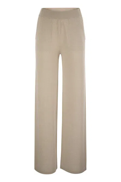 Peserico Cotton Crepe Trousers In Beige