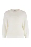 Peserico Cotton Crew-neck Sweater In White
