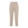 Peserico Beige Stretch Cotton Pants With Turn-up Hems In Gray